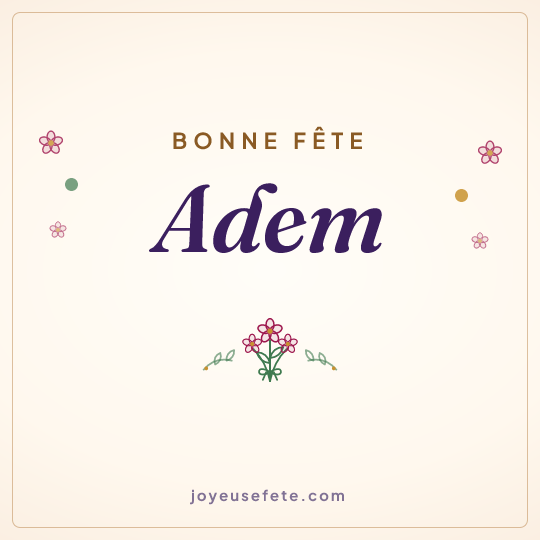 Image carrée « Bonne fête Adem » pour WhatsApp