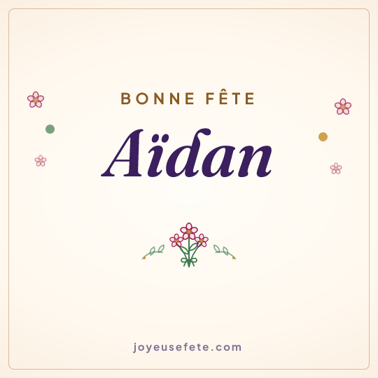 Image carrée « Bonne fête Aïdan » pour WhatsApp