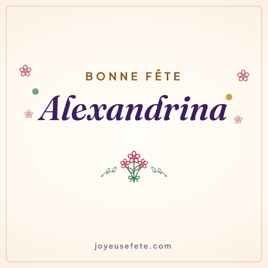 Image carrée « Bonne fête Alexandrina » pour WhatsApp