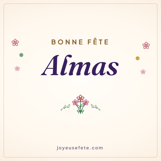Image carrée « Bonne fête Almas » pour WhatsApp