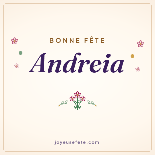 Image carrée « Bonne fête Andreia » pour WhatsApp