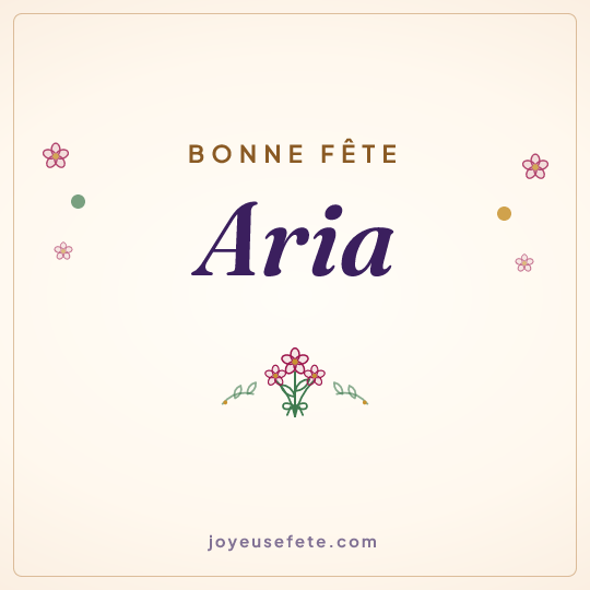 Image carrée « Bonne fête Aria » pour WhatsApp
