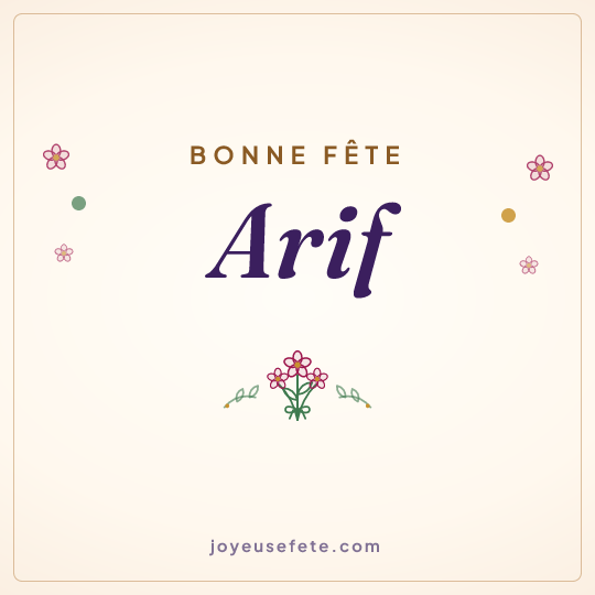 Image carrée « Bonne fête Arif » pour WhatsApp