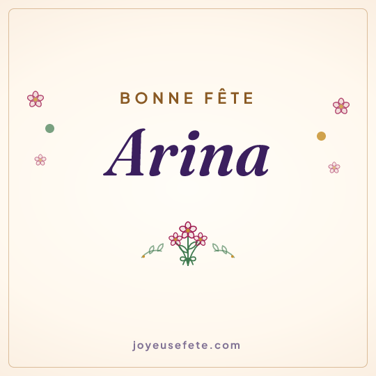 Image carrée « Bonne fête Arina » pour WhatsApp