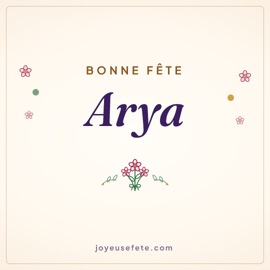 Image carrée « Bonne fête Arya » pour WhatsApp