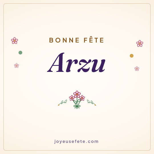 Image carrée « Bonne fête Arzu » pour WhatsApp
