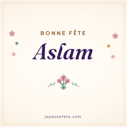 Image carrée « Bonne fête Aslam » pour WhatsApp