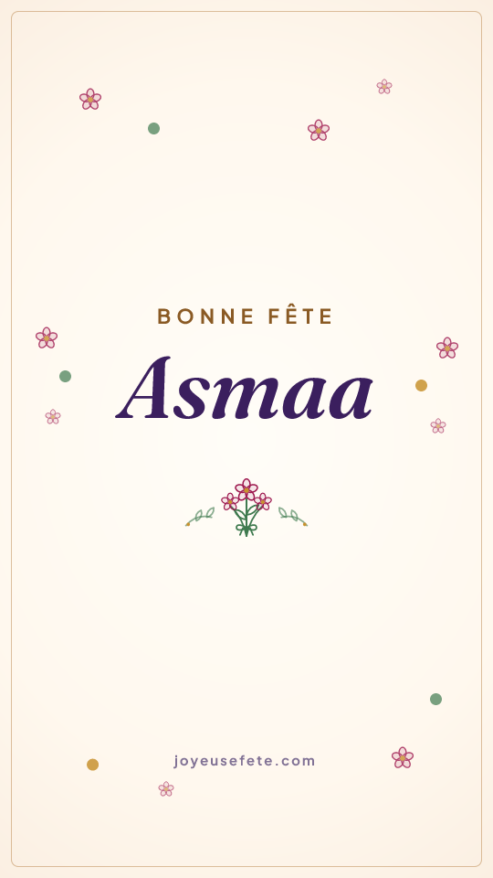Image « Bonne fête Asmaa » au format story