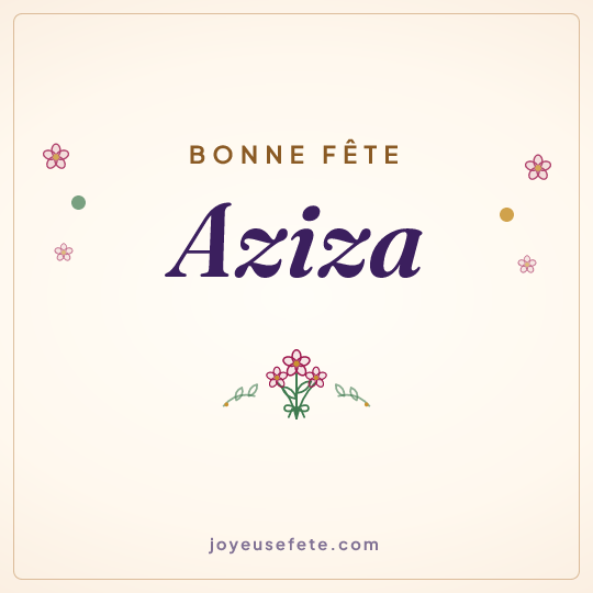Image carrée « Bonne fête Aziza » pour WhatsApp