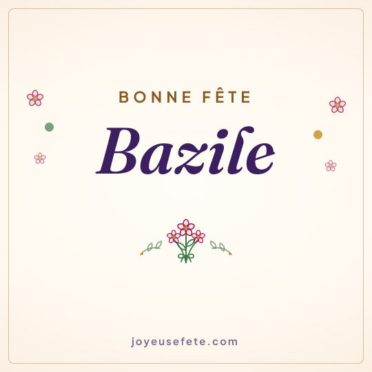Image carrée « Bonne fête Bazile » pour WhatsApp