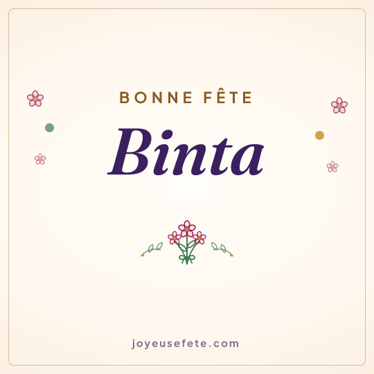 Image carrée « Bonne fête Binta » pour WhatsApp