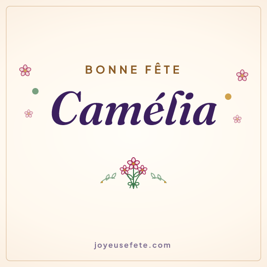Image carrée « Bonne fête Camélia » pour WhatsApp