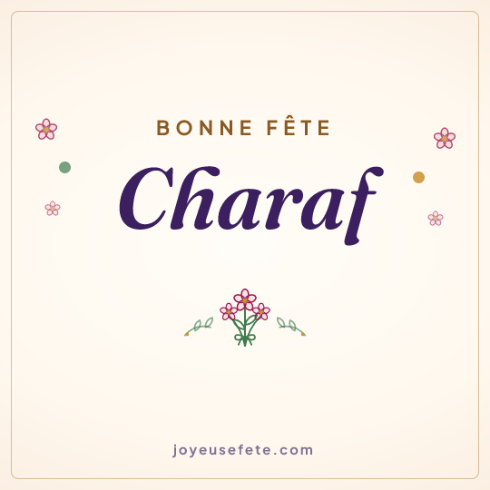 Image carrée « Bonne fête Charaf » pour WhatsApp