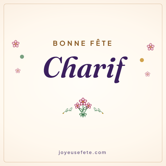 Image carrée « Bonne fête Charif » pour WhatsApp