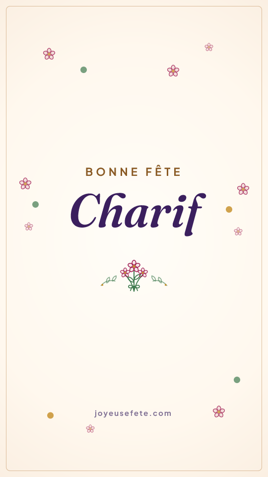 Image « Bonne fête Charif » au format story