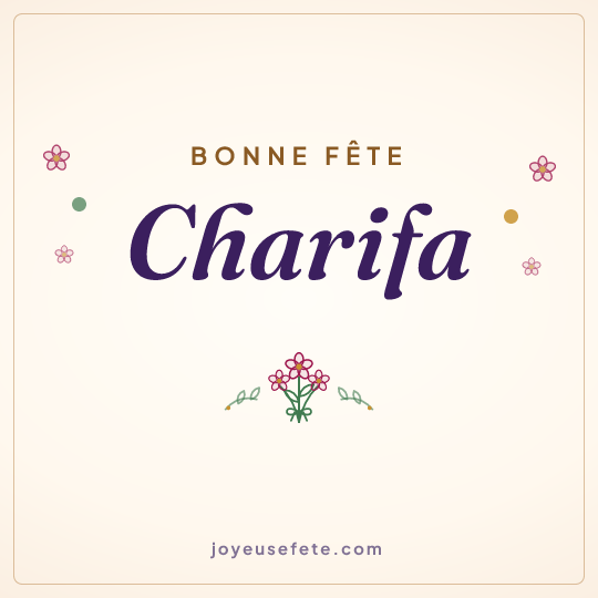 Image carrée « Bonne fête Charifa » pour WhatsApp