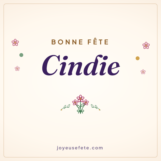 Image carrée « Bonne fête Cindie » pour WhatsApp