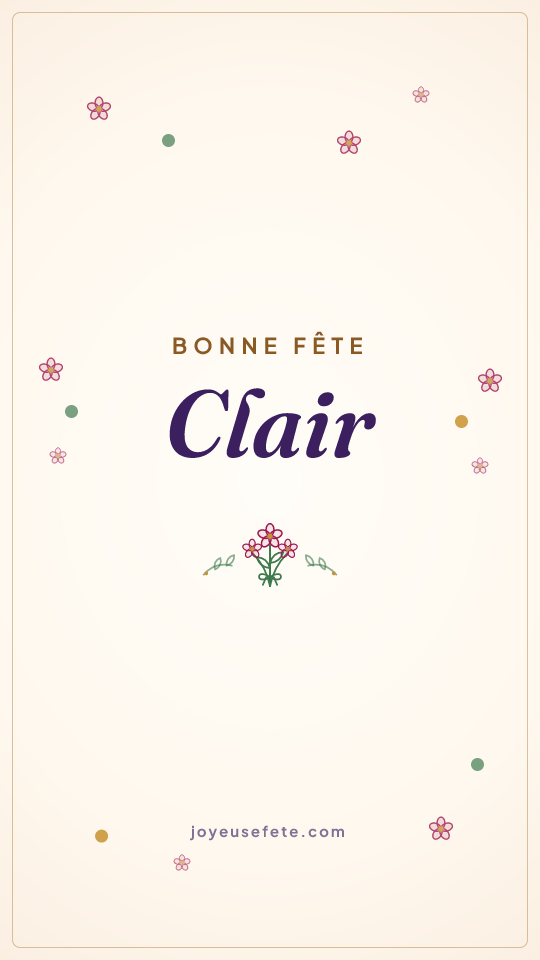 Image « Bonne fête Clair » au format story