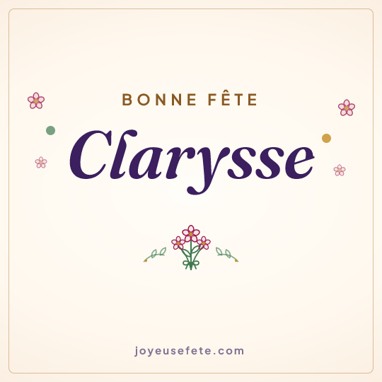 Image carrée « Bonne fête Clarysse » pour WhatsApp