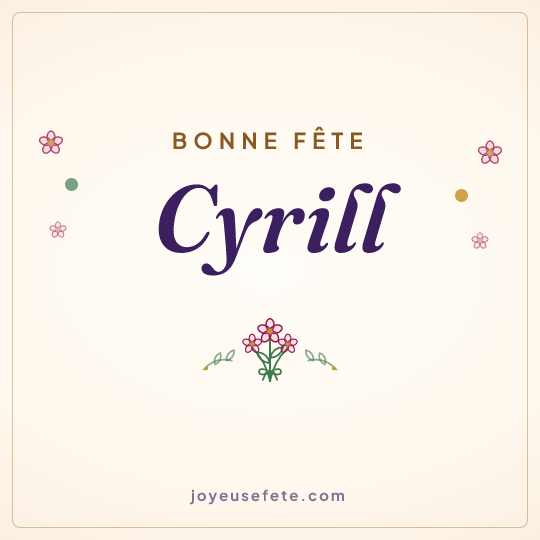 Image carrée « Bonne fête Cyrill » pour WhatsApp