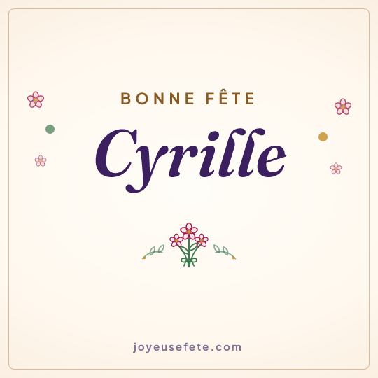 Image carrée « Bonne fête Cyrille » pour WhatsApp