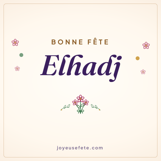 Image carrée « Bonne fête Elhadj » pour WhatsApp