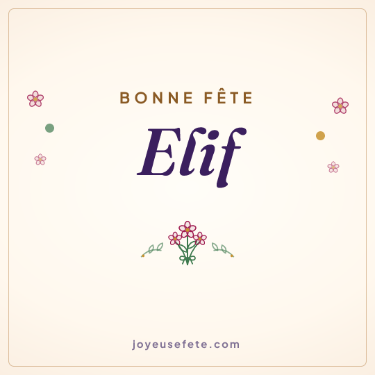 Image carrée « Bonne fête Elif » pour WhatsApp