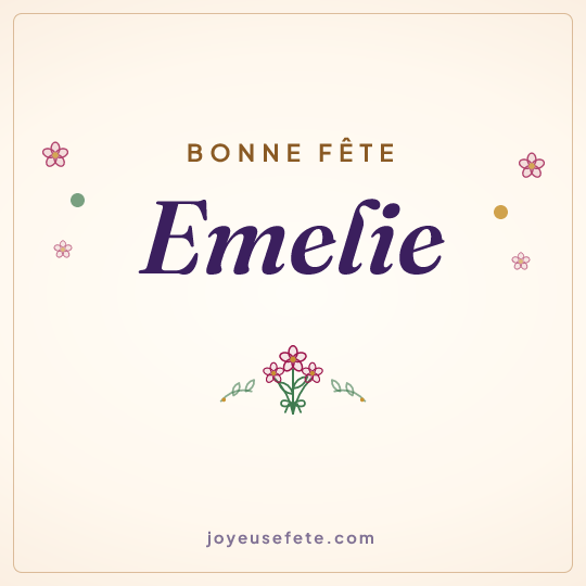 Image carrée « Bonne fête Emelie » pour WhatsApp