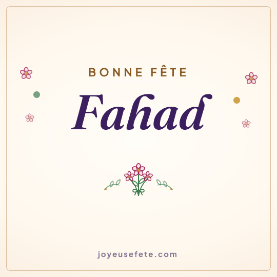 Image carrée « Bonne fête Fahad » pour WhatsApp