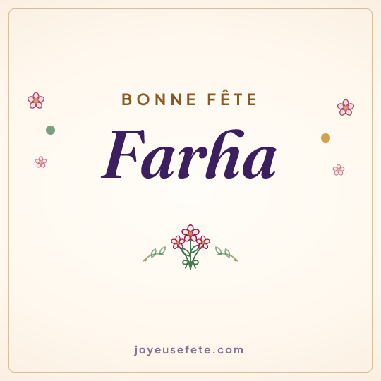Image carrée « Bonne fête Farha » pour WhatsApp