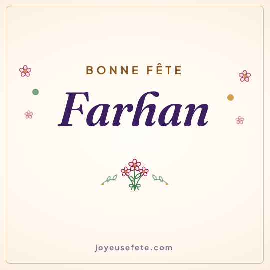 Image carrée « Bonne fête Farhan » pour WhatsApp