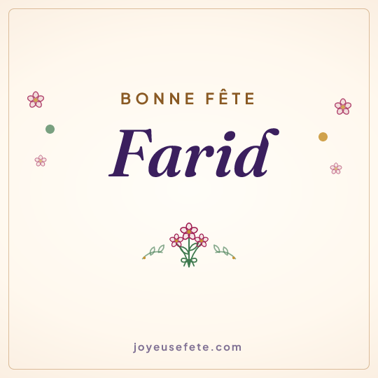 Image carrée « Bonne fête Farid » pour WhatsApp