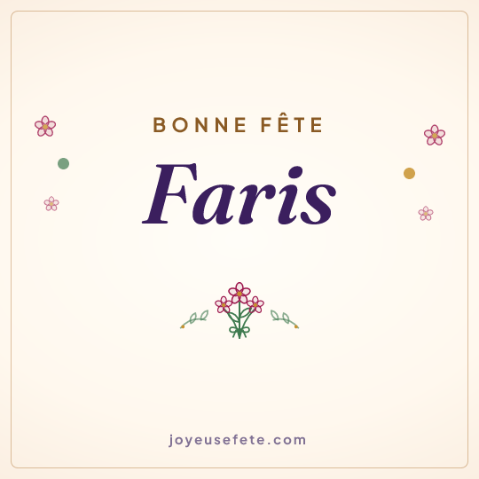 Image carrée « Bonne fête Faris » pour WhatsApp