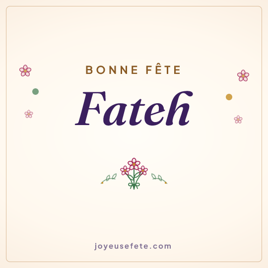 Image carrée « Bonne fête Fateh » pour WhatsApp