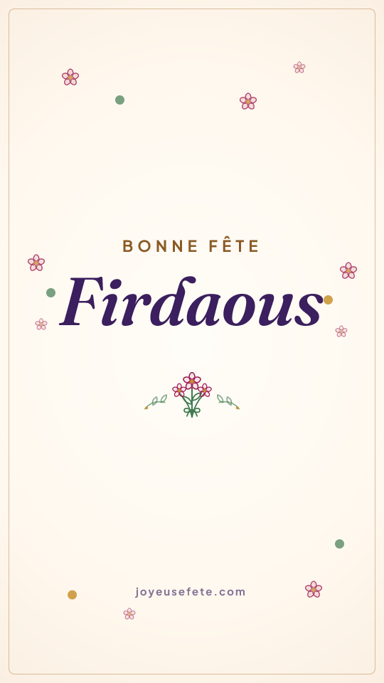 Image « Bonne fête Firdaous » au format story