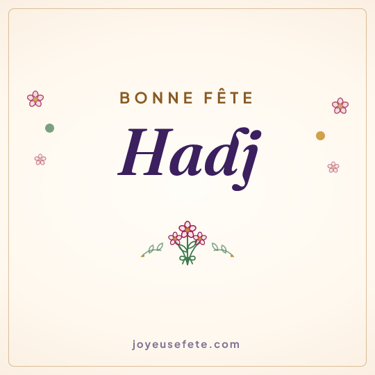 Image carrée « Bonne fête Hadj » pour WhatsApp