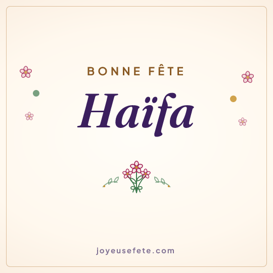 Image carrée « Bonne fête Haïfa » pour WhatsApp