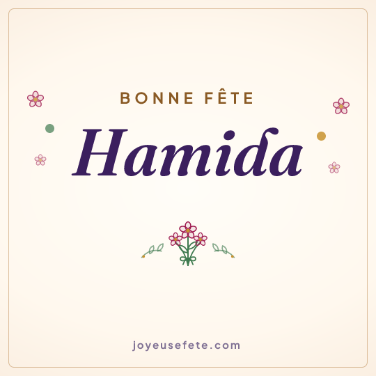 Image carrée « Bonne fête Hamida » pour WhatsApp