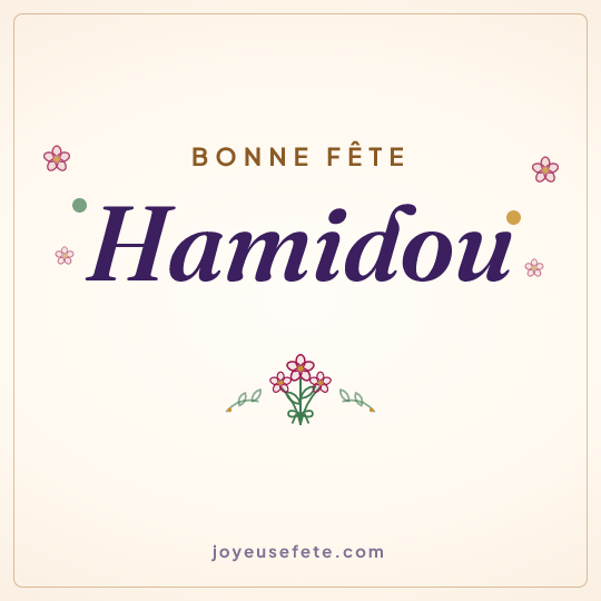 Image carrée « Bonne fête Hamidou » pour WhatsApp
