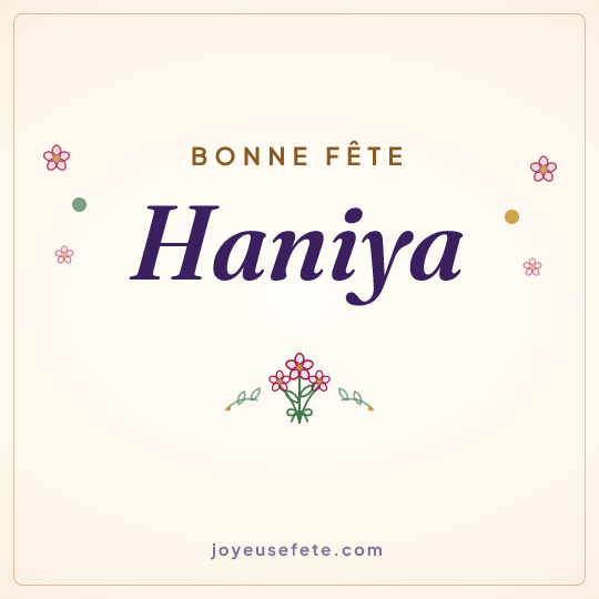 Image carrée « Bonne fête Haniya » pour WhatsApp