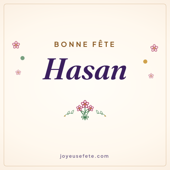 Image carrée « Bonne fête Hasan » pour WhatsApp