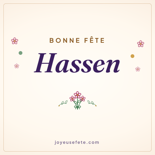 Image carrée « Bonne fête Hassen » pour WhatsApp