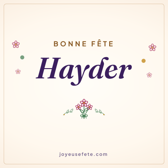 Image carrée « Bonne fête Hayder » pour WhatsApp
