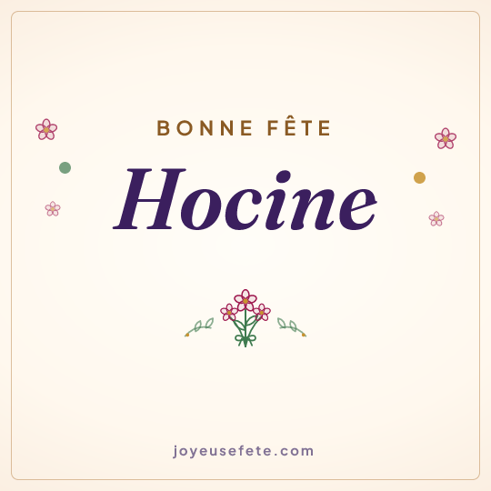 Image carrée « Bonne fête Hocine » pour WhatsApp