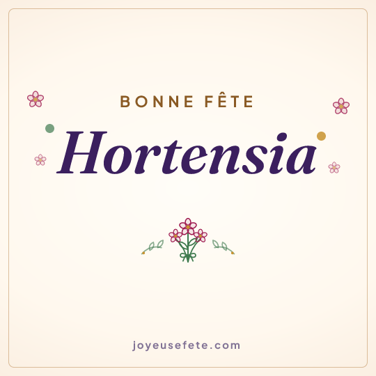Image carrée « Bonne fête Hortensia » pour WhatsApp