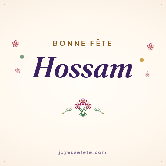 Image carrée « Bonne fête Hossam » pour WhatsApp