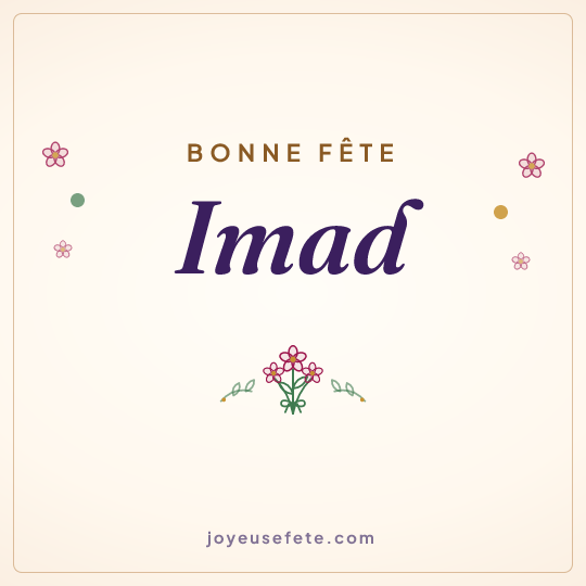 Image carrée « Bonne fête Imad » pour WhatsApp