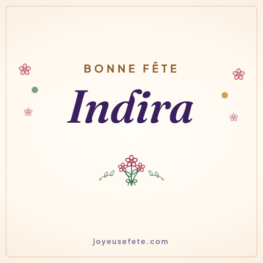 Image carrée « Bonne fête Indira » pour WhatsApp
