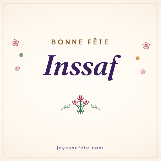 Image carrée « Bonne fête Inssaf » pour WhatsApp