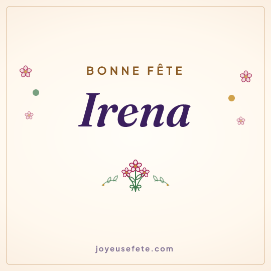 Image carrée « Bonne fête Irena » pour WhatsApp